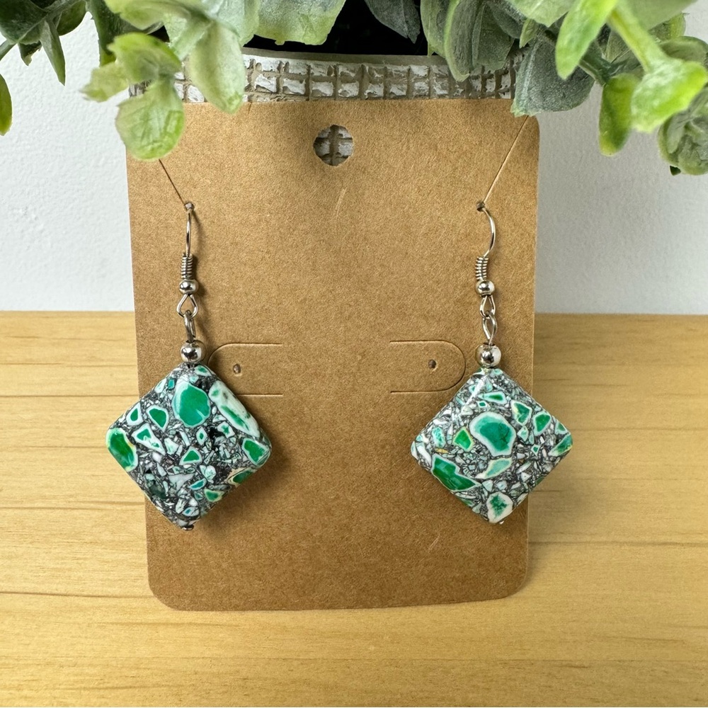 Green Howlite Earrings